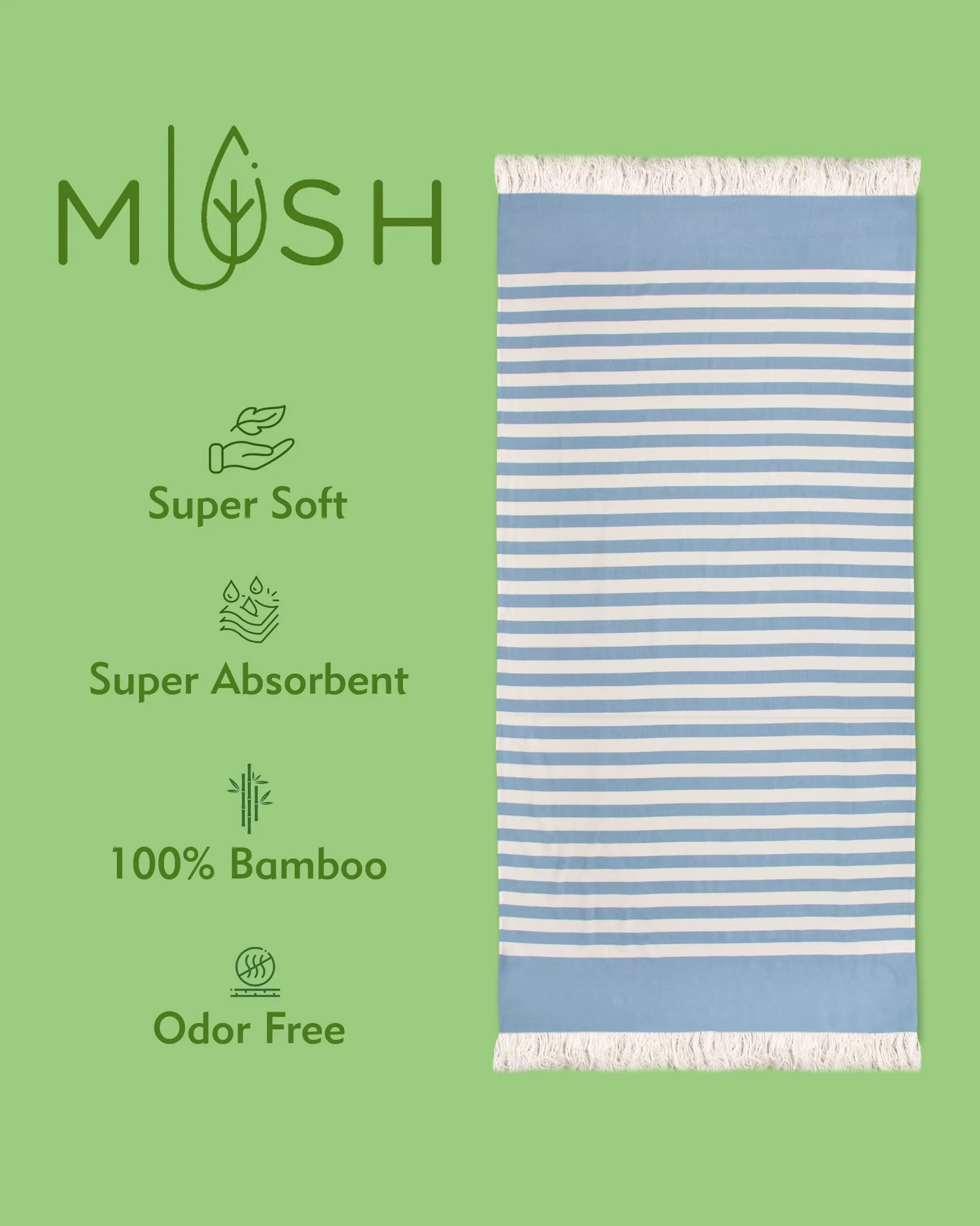 Mush 100% Bamboo Light Weight & Ultra-Compact Turkish Towel Super Soft, Absorbent, Quick Dry,Anti-Odor Bamboo Towel For Bath,Travel,Gym, Swim And Workout (1, New Peach), 250 TC