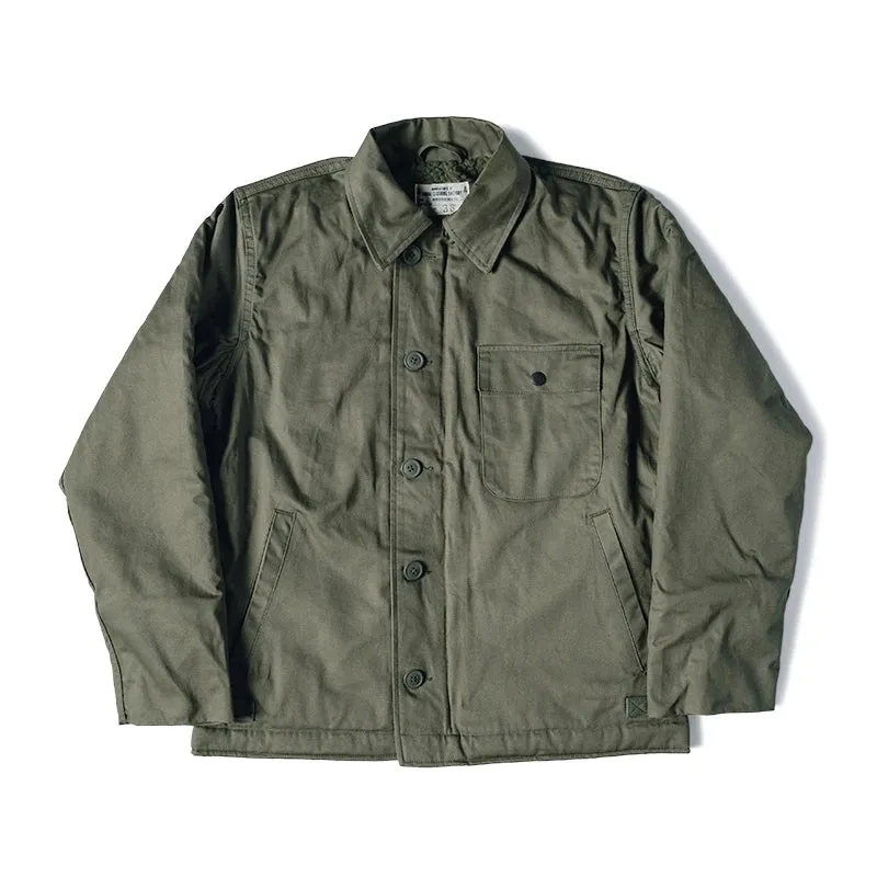 Naval A-2 Deck Jacket Men's Sherpa Lined Coat - Army Green