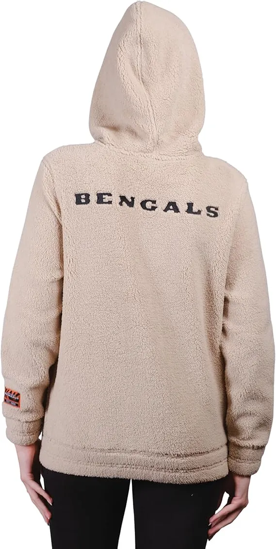 NFL Official Women's Super Soft Sherpa Full Zip Hoodie Sweatshirt Jacket|Cincinnati Bengals