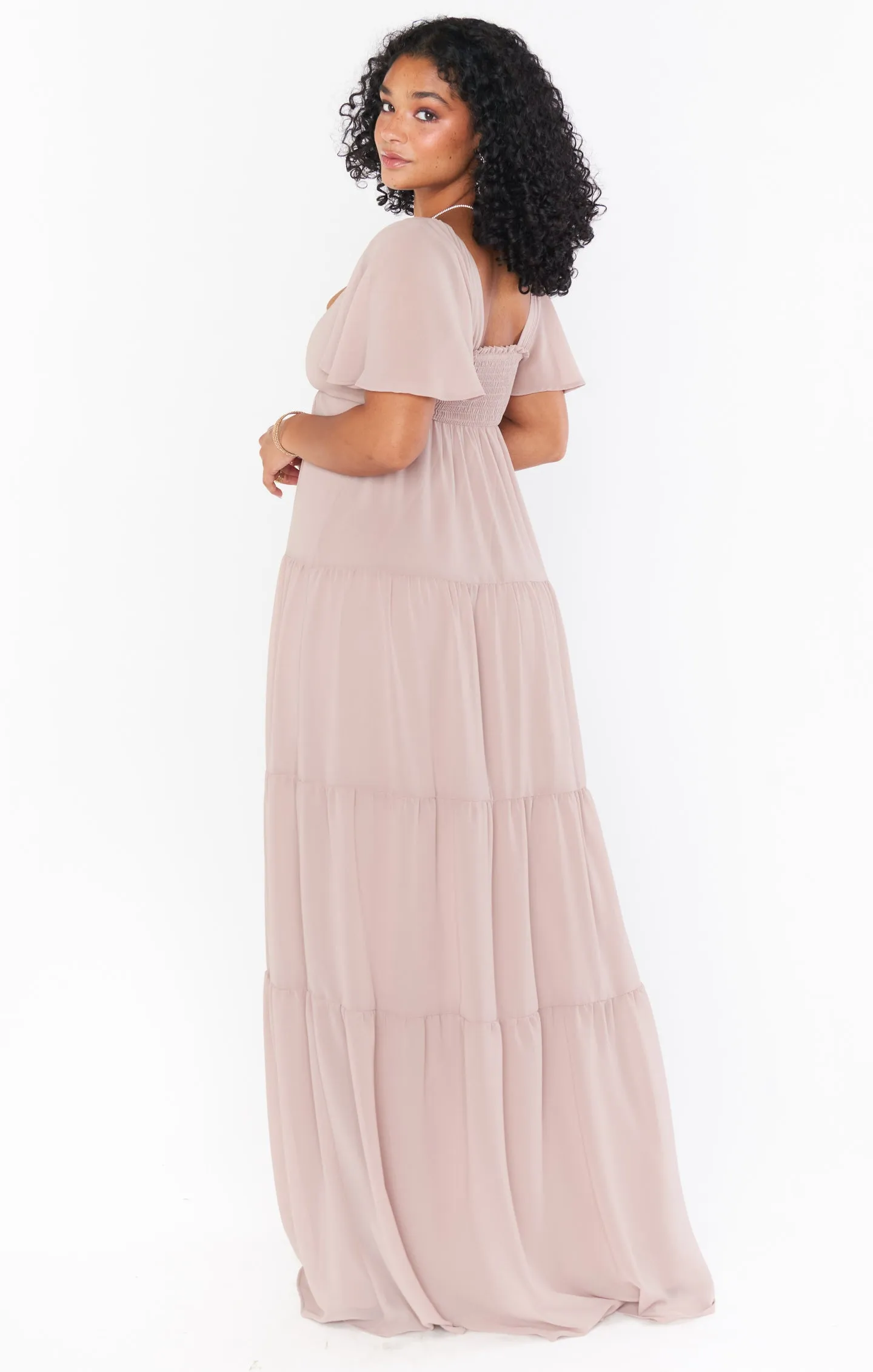 Nicole Maxi Dress ~ Soft Beige Chiffon