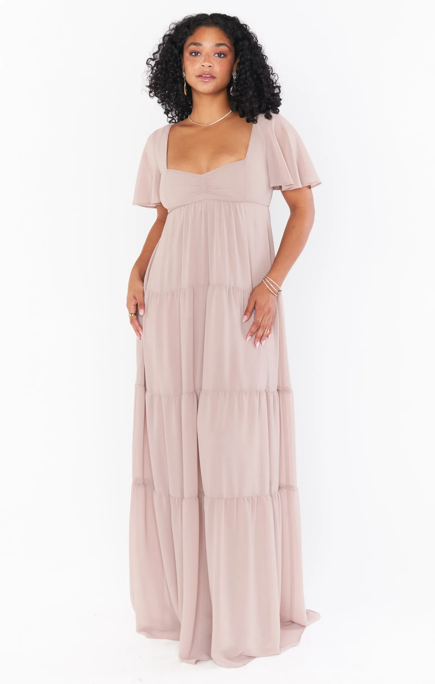 Nicole Maxi Dress ~ Soft Beige Chiffon