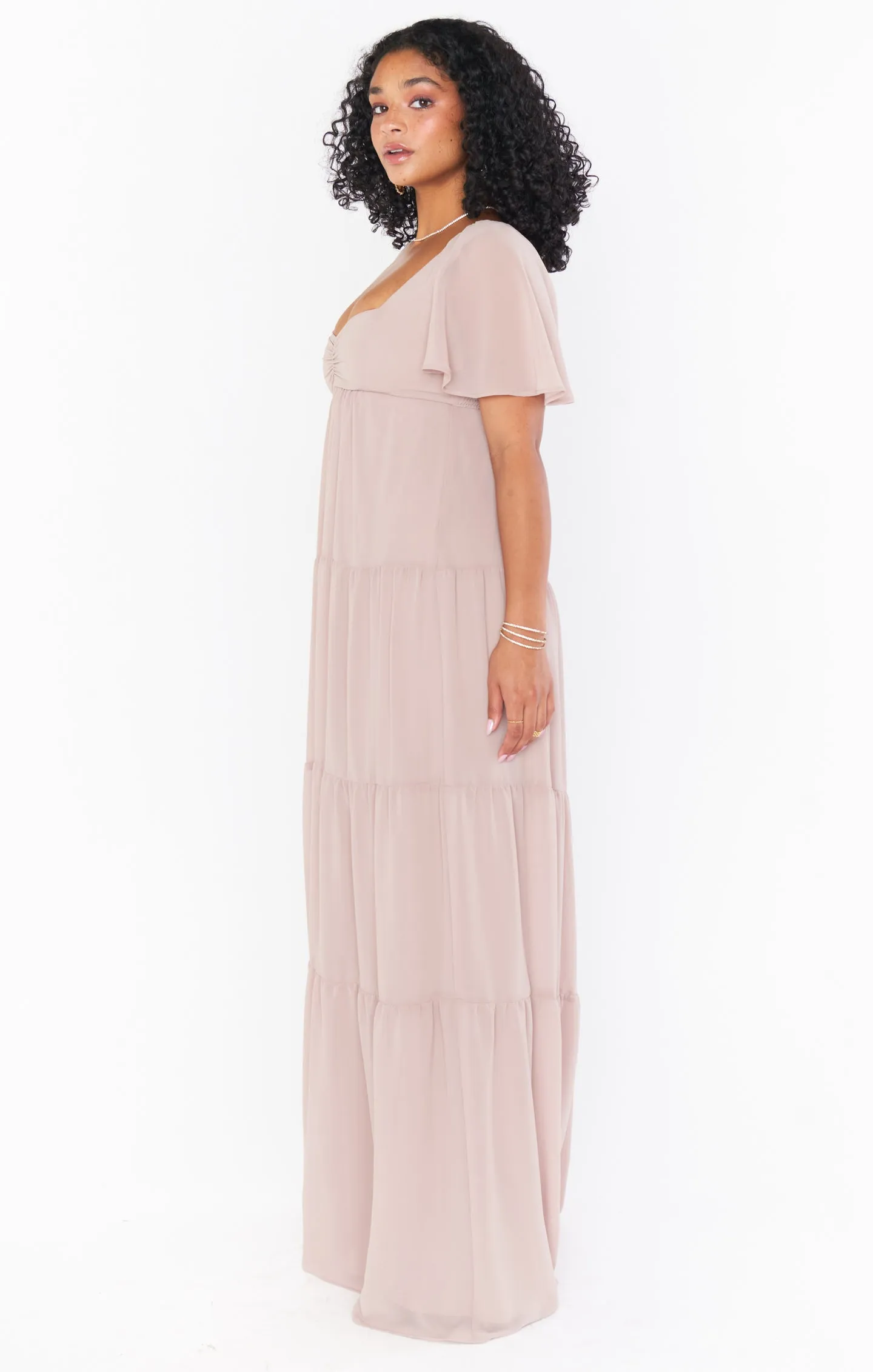 Nicole Maxi Dress ~ Soft Beige Chiffon