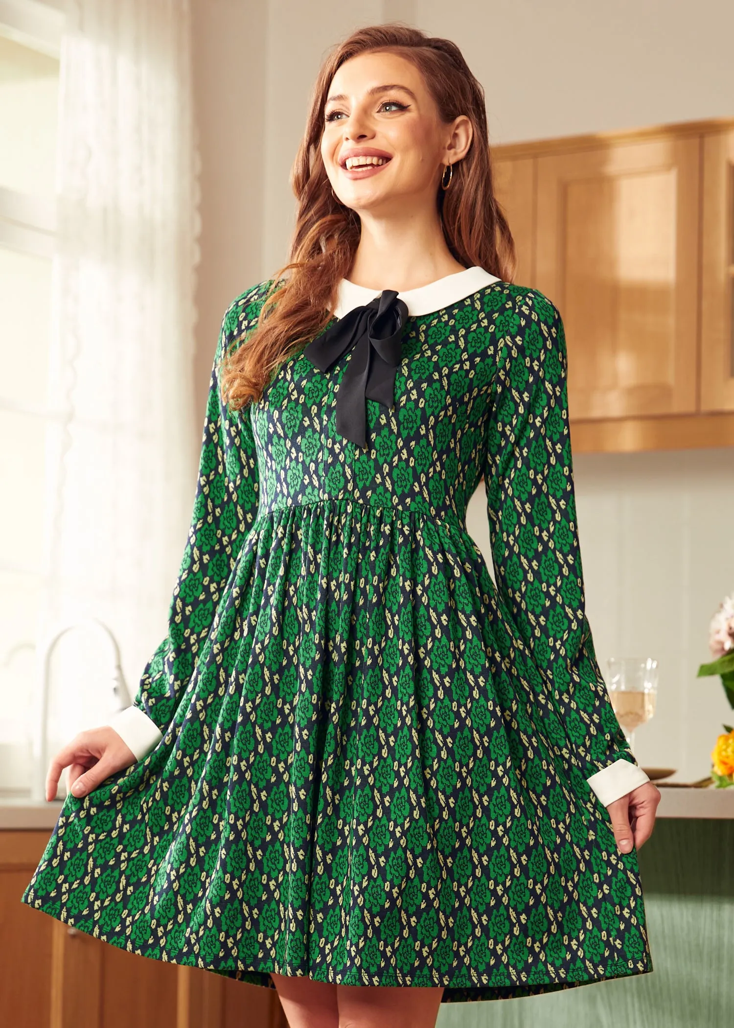 Nifty Fifties Flare Collar Dress