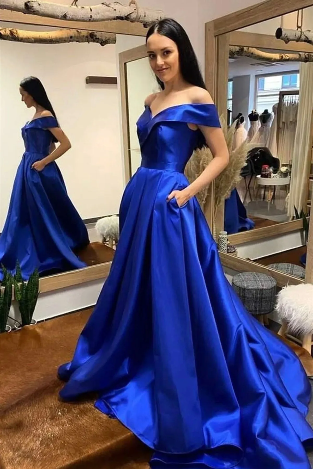 Off Shoulder Royal Blue/Purple/White Long Prom Dress, Royal Blue/Purple/White Formal Graduation Evening Dress A1650