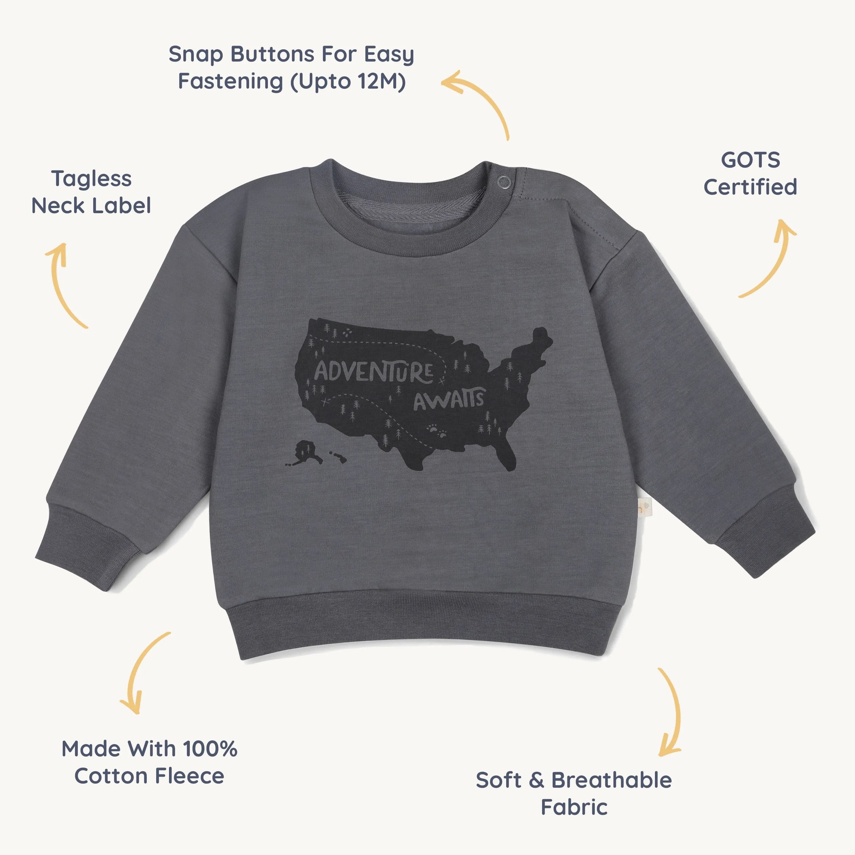 Organic Fleece Sweatshirt | Adventure Awaits