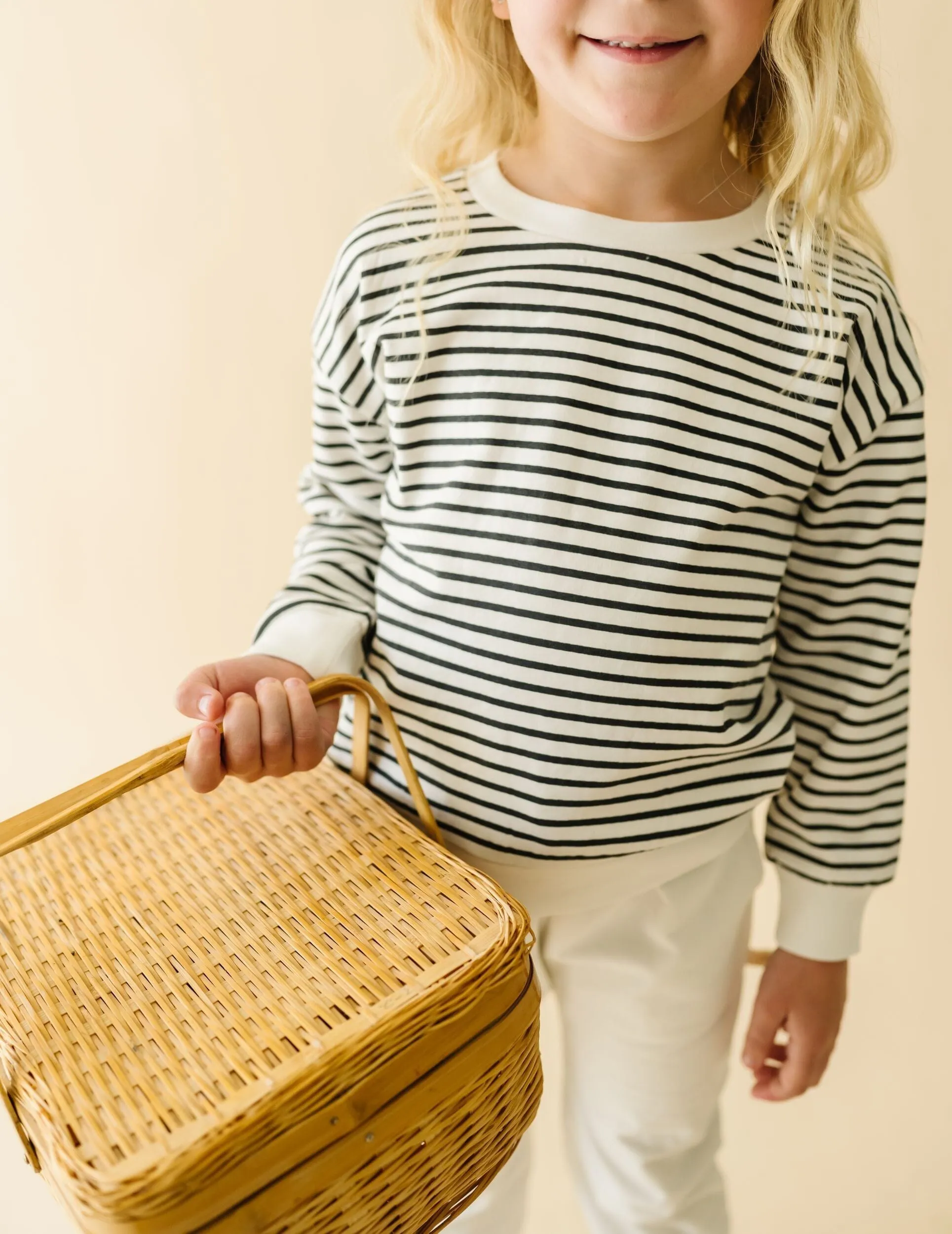 Organic Fleece Sweatshirt | Black Stripes