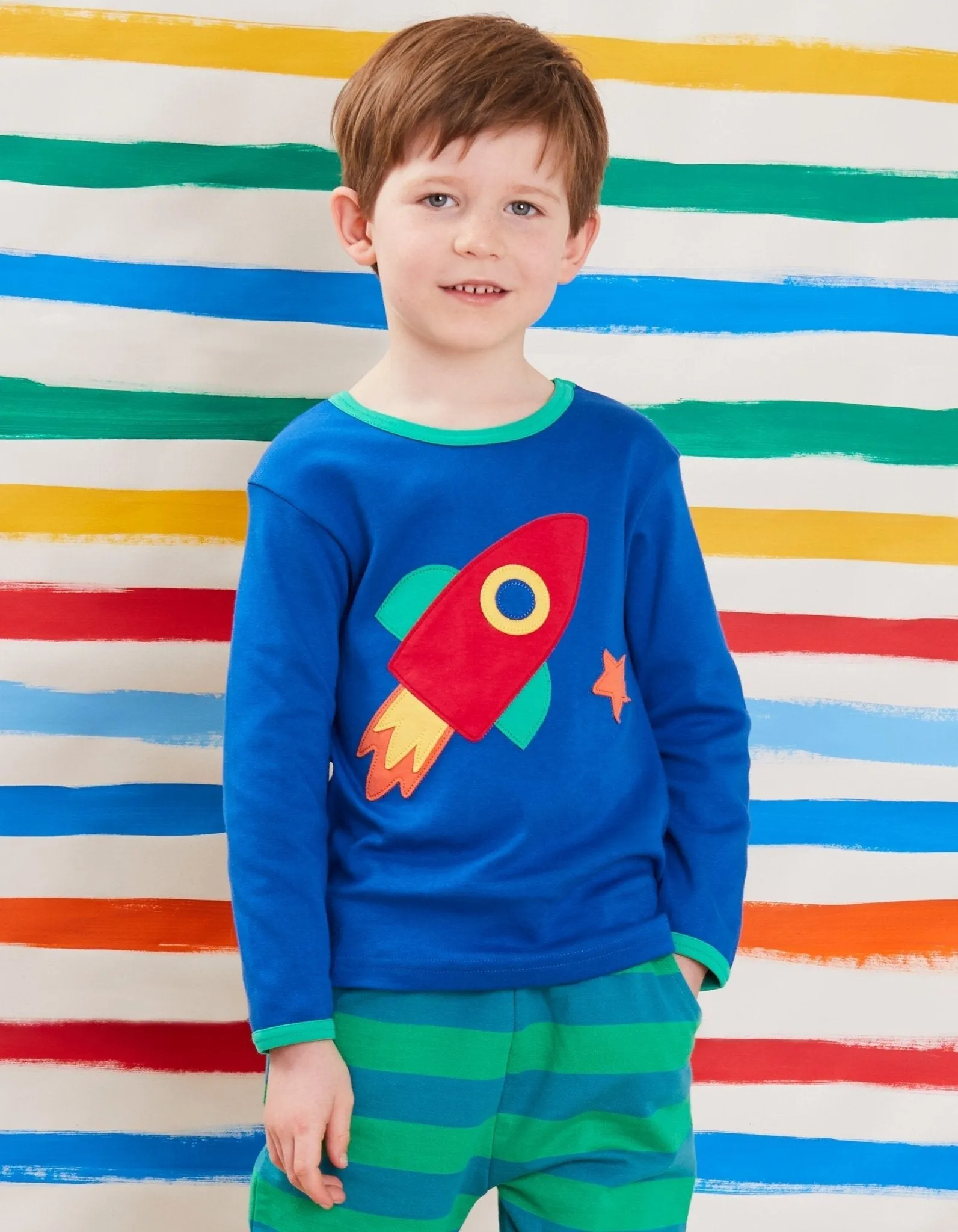 Organic Rocket Planet Applique T-Shirt