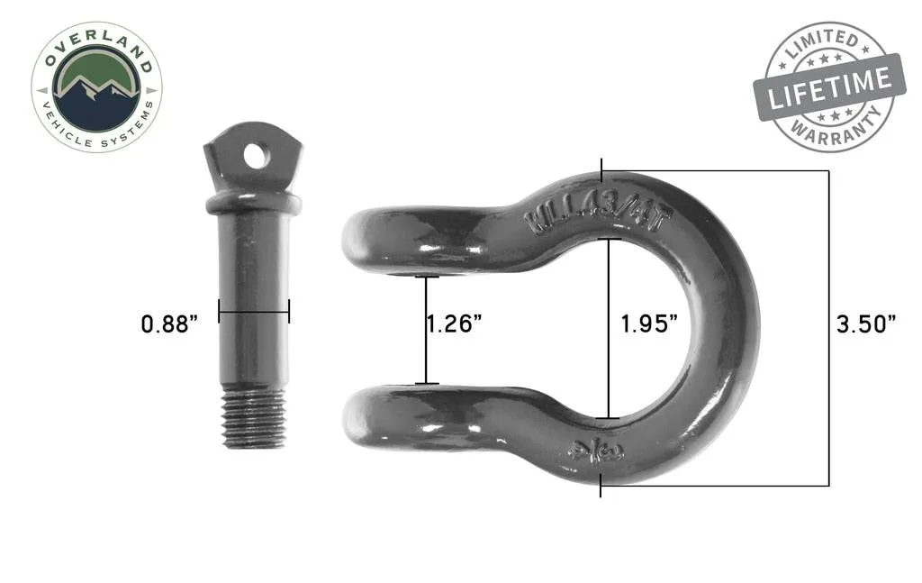 Overland Vehicle Systems Recovery Shackle 3/4" 4.75 Ton - Gray | Universal