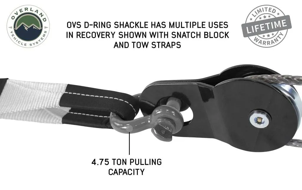 Overland Vehicle Systems Recovery Shackle 3/4" 4.75 Ton - Gray | Universal