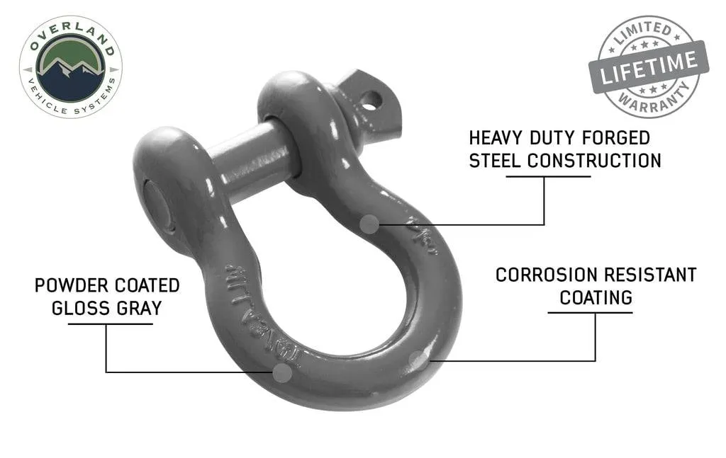 Overland Vehicle Systems Recovery Shackle 3/4" 4.75 Ton - Gray | Universal