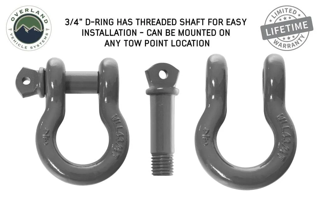 Overland Vehicle Systems Recovery Shackle 3/4" 4.75 Ton - Gray | Universal