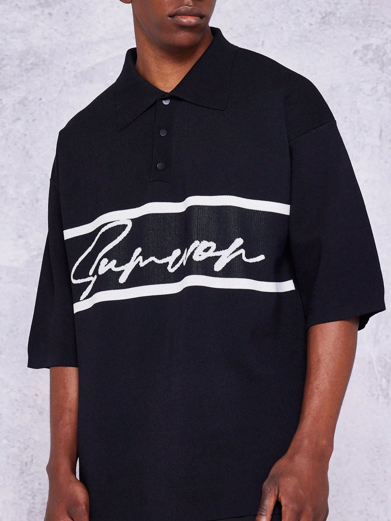 Oversized Knitted Polo With Signature Logo