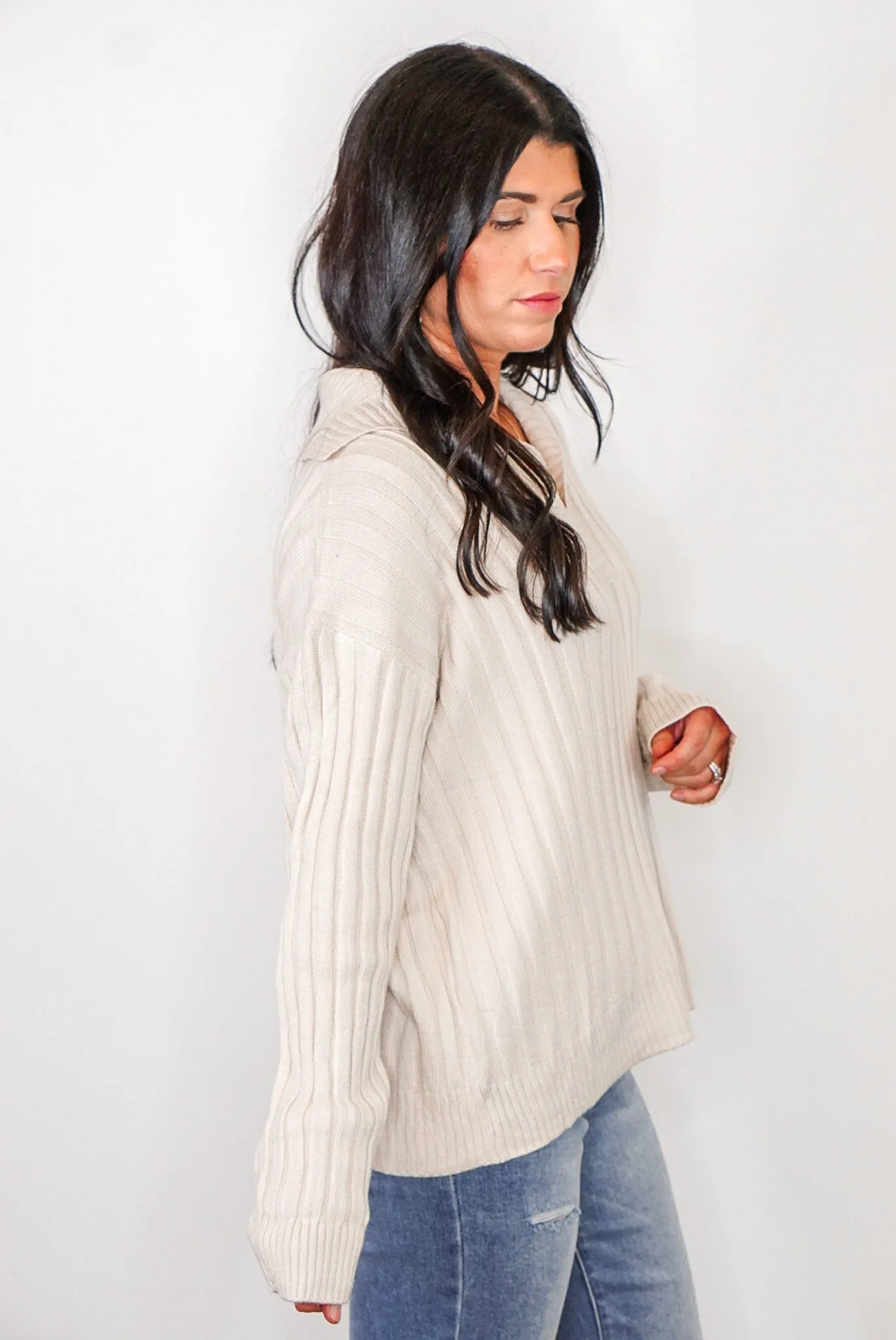 Perfect Expectations Cream Ribbed Sweater