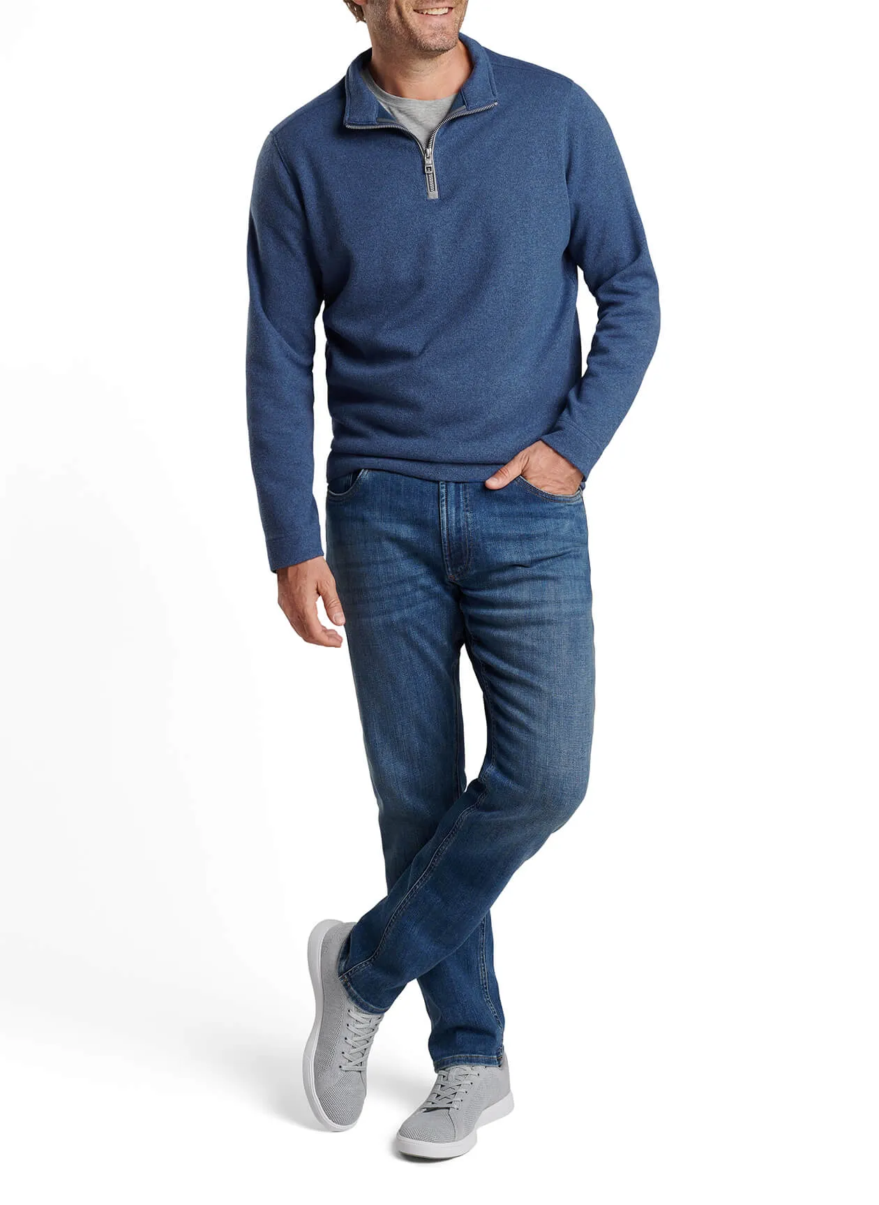 Peter Millar - Men's Crown Sweater Fleece Quarter-Zip - Ocean Blue