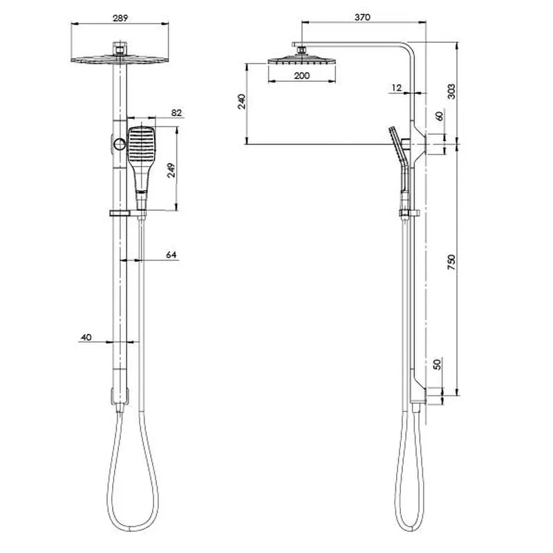 Phoenix NX Cape Twin Shower - Chrome / Matte Black