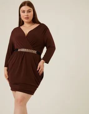 Plus Size Belted Ruched Dress