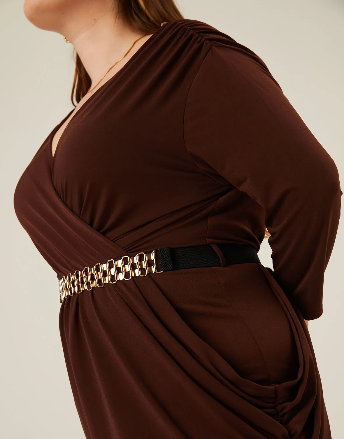 Plus Size Belted Ruched Dress