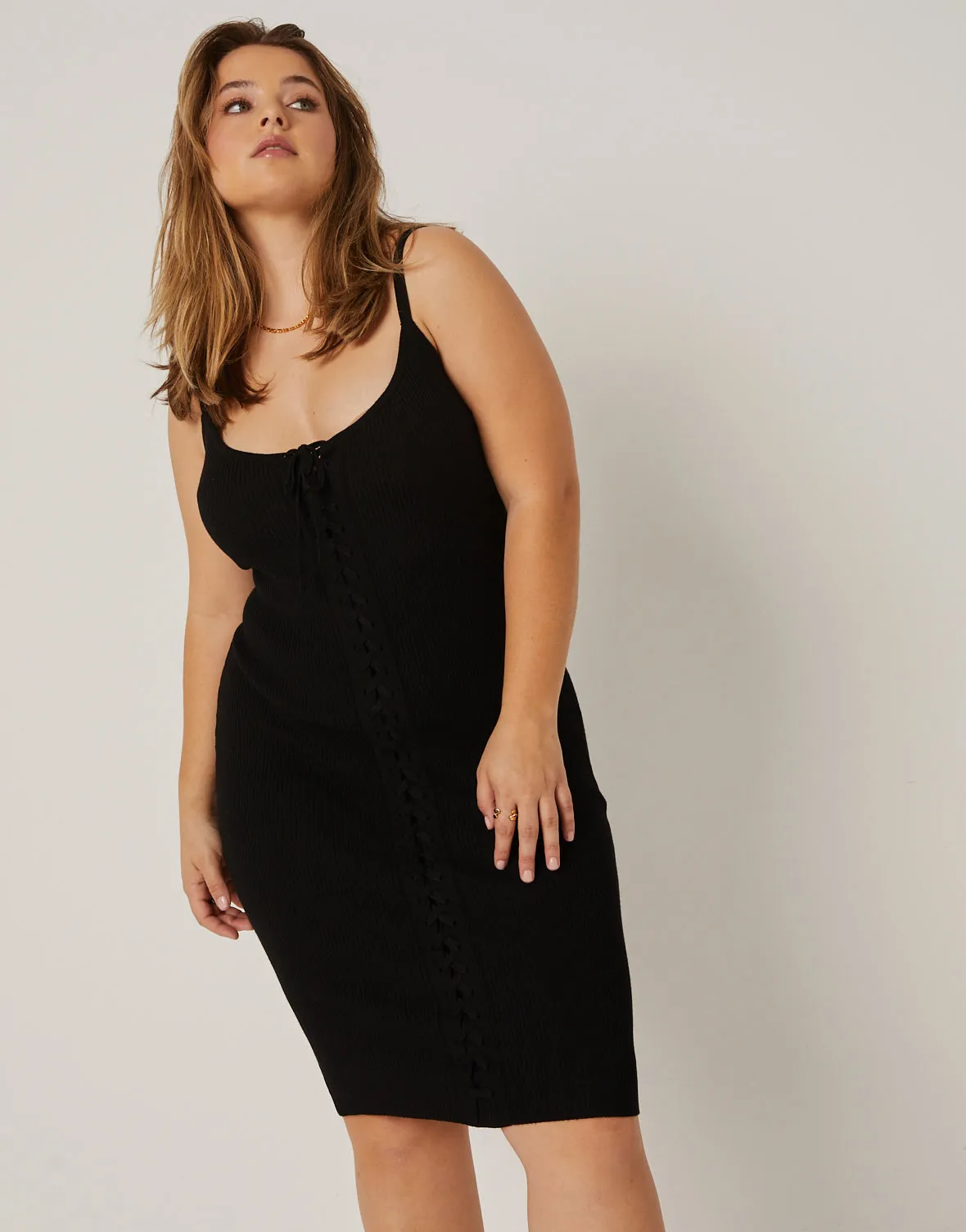 Plus Size Lace Up Tank Dress