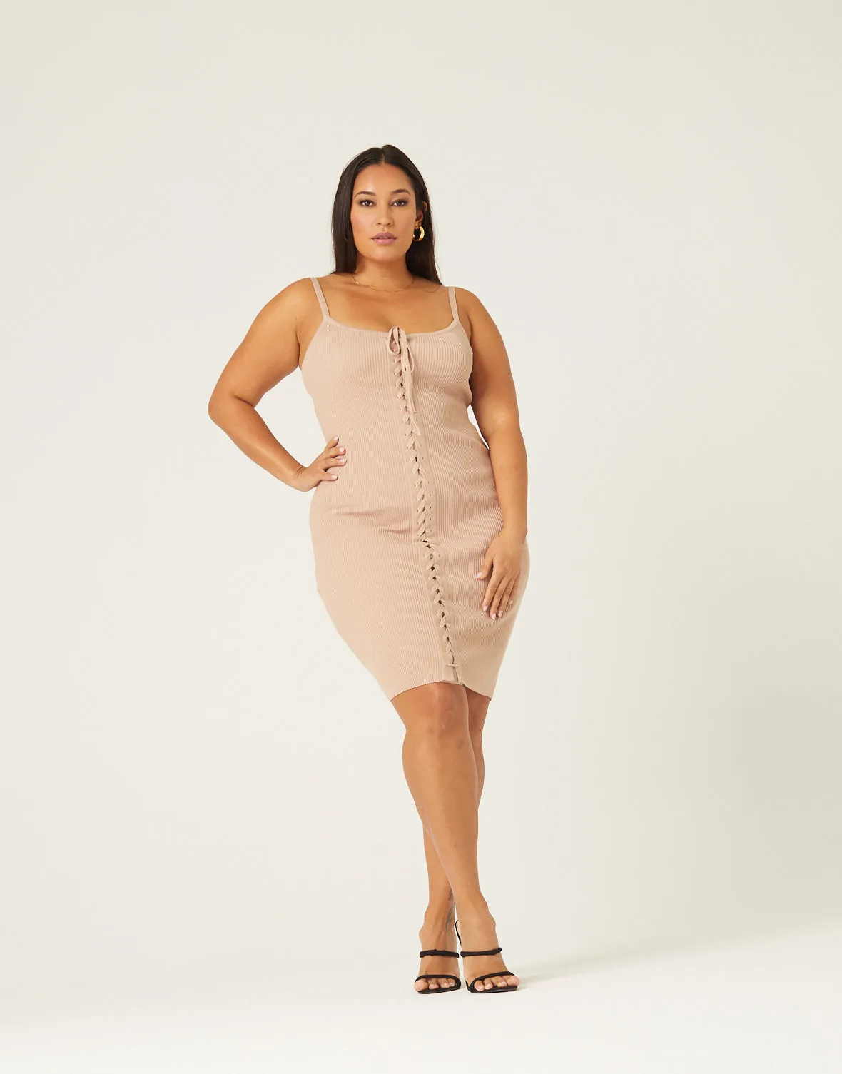 Plus Size Lace Up Tank Dress