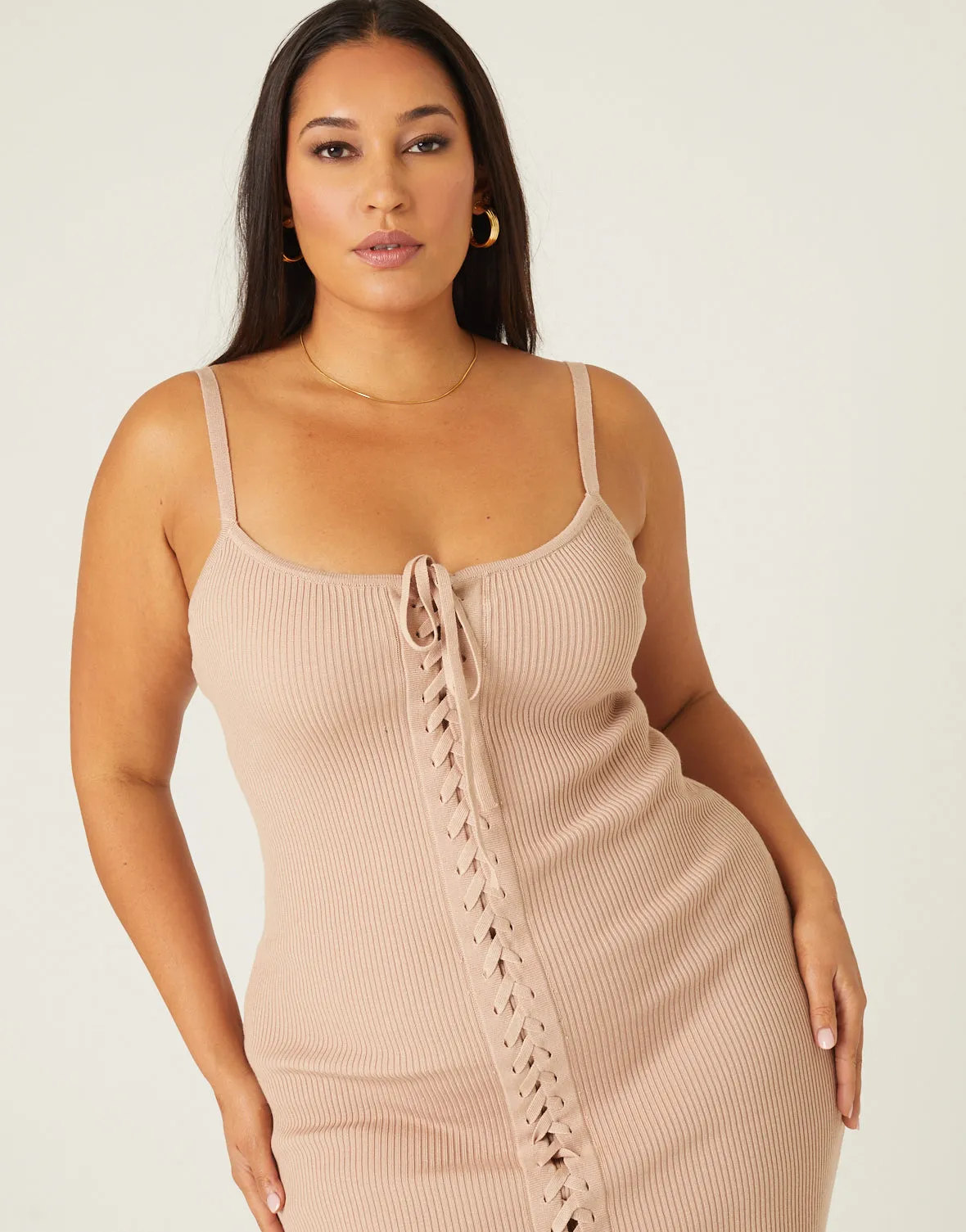 Plus Size Lace Up Tank Dress