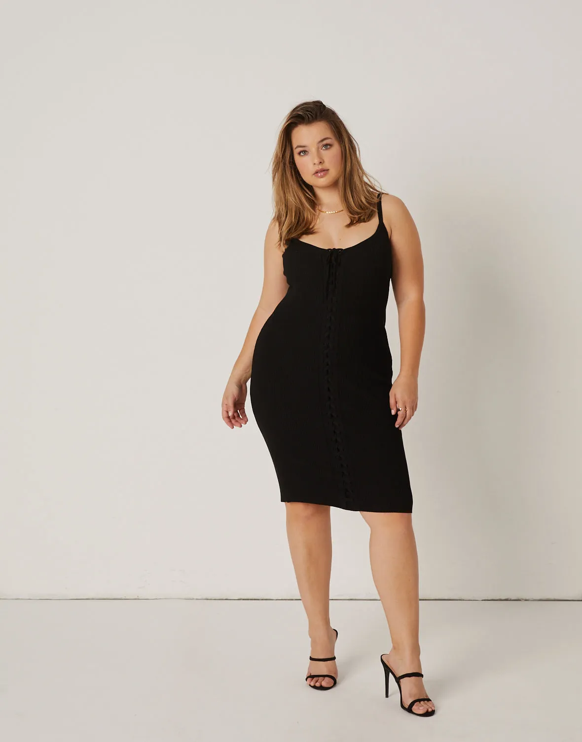 Plus Size Lace Up Tank Dress