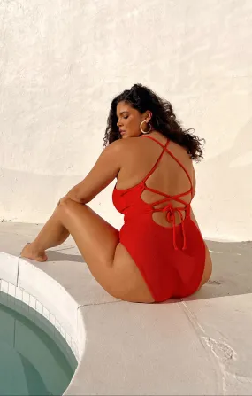 Positano One Piece ~ Red Scrunch