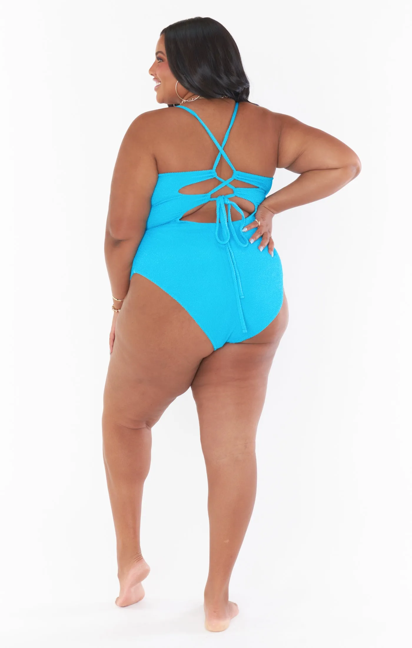 Positano One Piece ~ Turquoise Scrunch