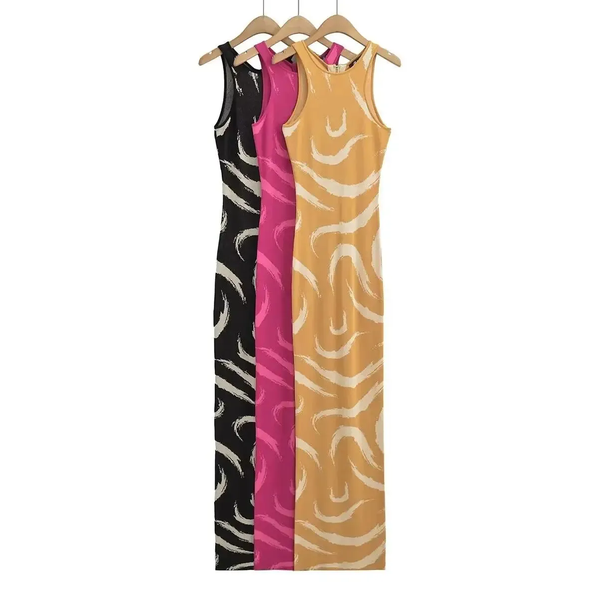 Pre Order:  Brush Strokes Sleeveless Maxi Dress