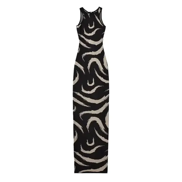 Pre Order:  Brush Strokes Sleeveless Maxi Dress