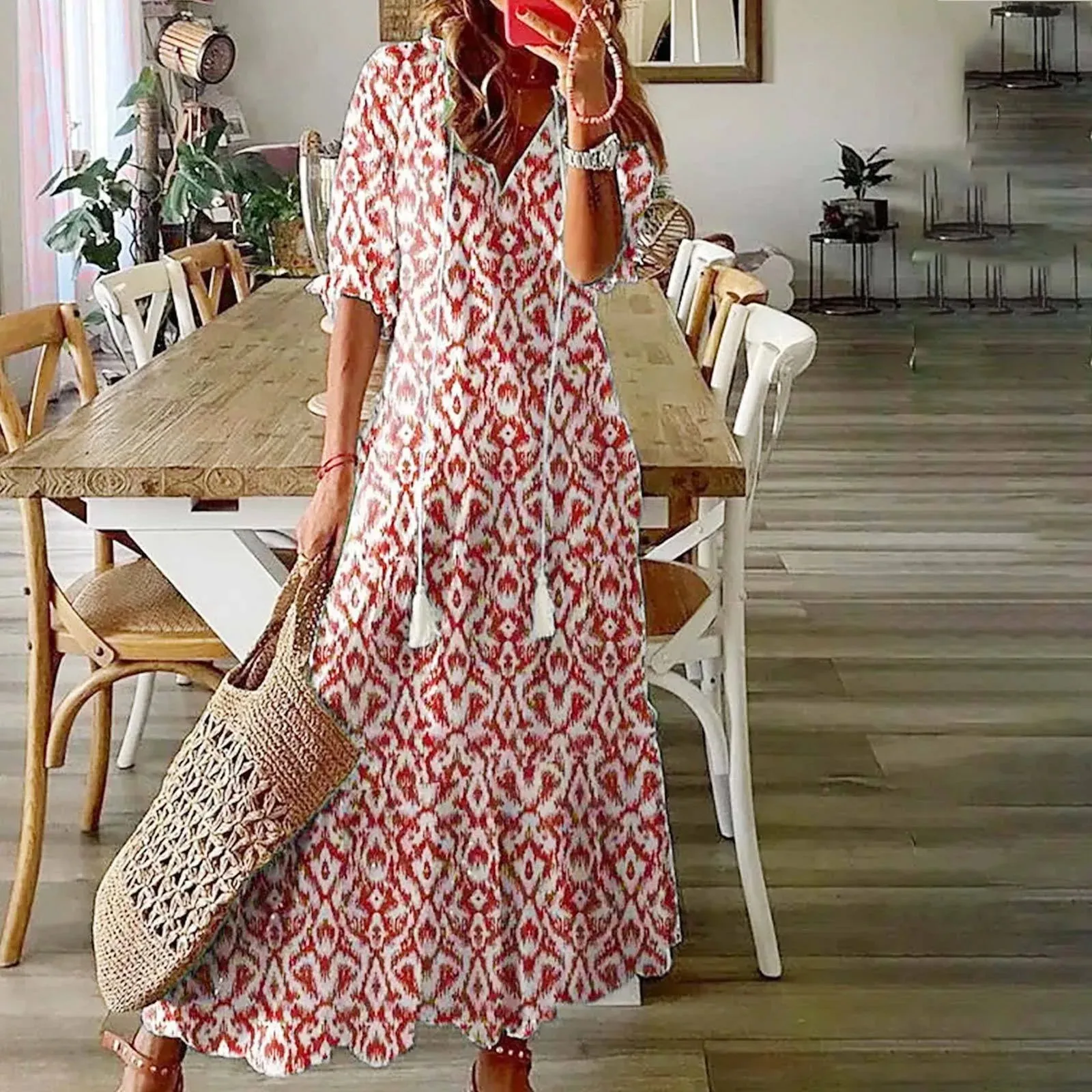 Print Summer Vintage Women 1950s 60s Swing Rockabilly Casual Floral Office Party Casual Floral Dress