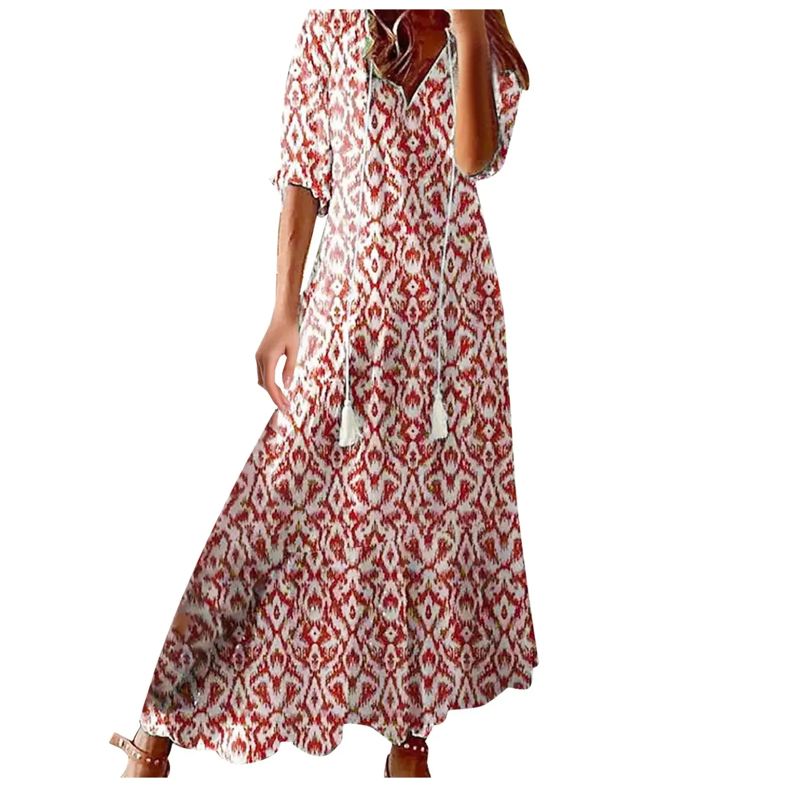 Print Summer Vintage Women 1950s 60s Swing Rockabilly Casual Floral Office Party Casual Floral Dress