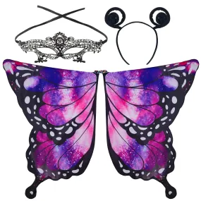 Purple Butterfly Wings Set for Women Halloween Costume Dress Up