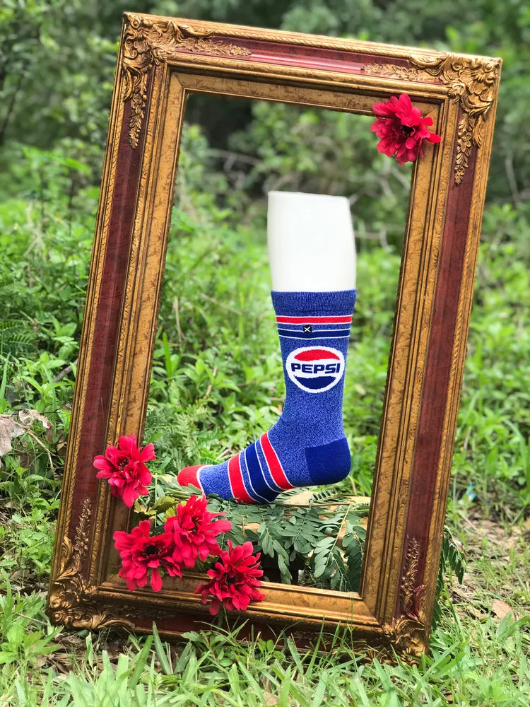 "Pepsi Retro Blue" Combed Cotton Crew Socks by ODD Sox