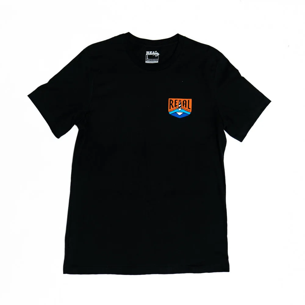 REAL Lighthouse Badge Tee-Vintage Black