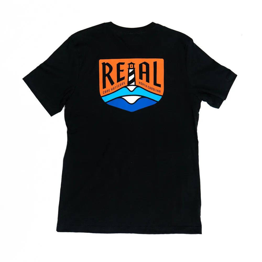 REAL Lighthouse Badge Tee-Vintage Black