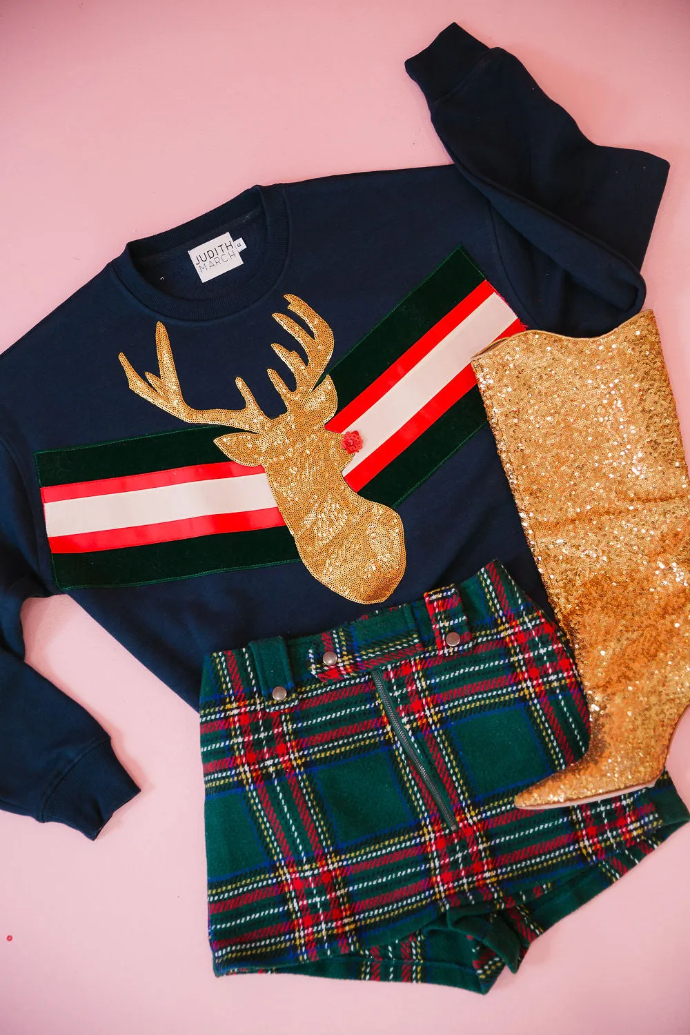 RED-NOSED REINDEER NAVY PULLOVER