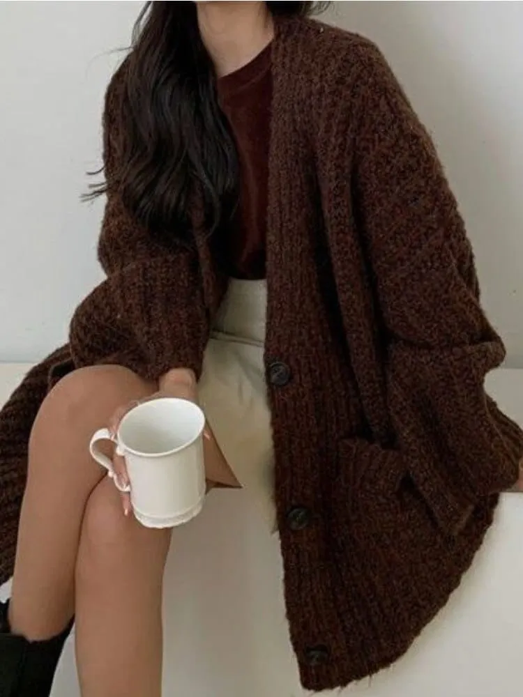 Retro Knitwear Oversized Cardigan