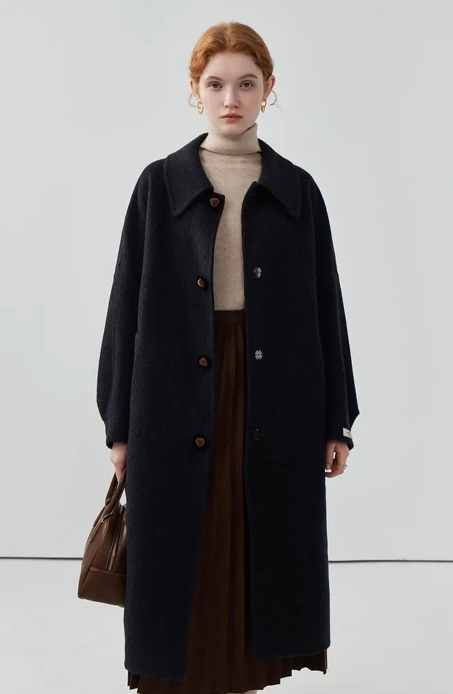 Retro Lapel Double-Sided Wool Coat Women Long Wool Coat Autumn/ Winter