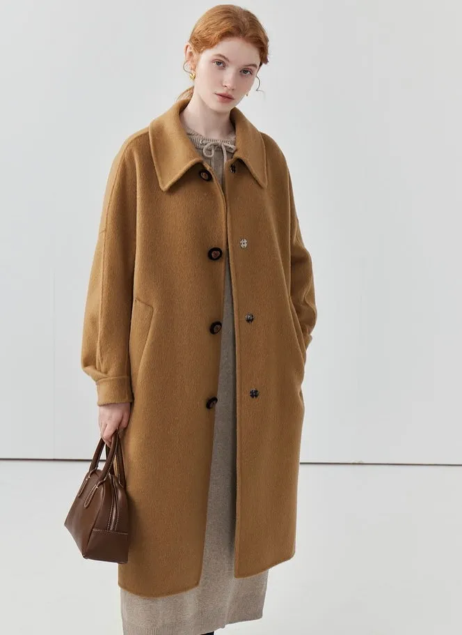 Retro Lapel Double-Sided Wool Coat Women Long Wool Coat Autumn/ Winter