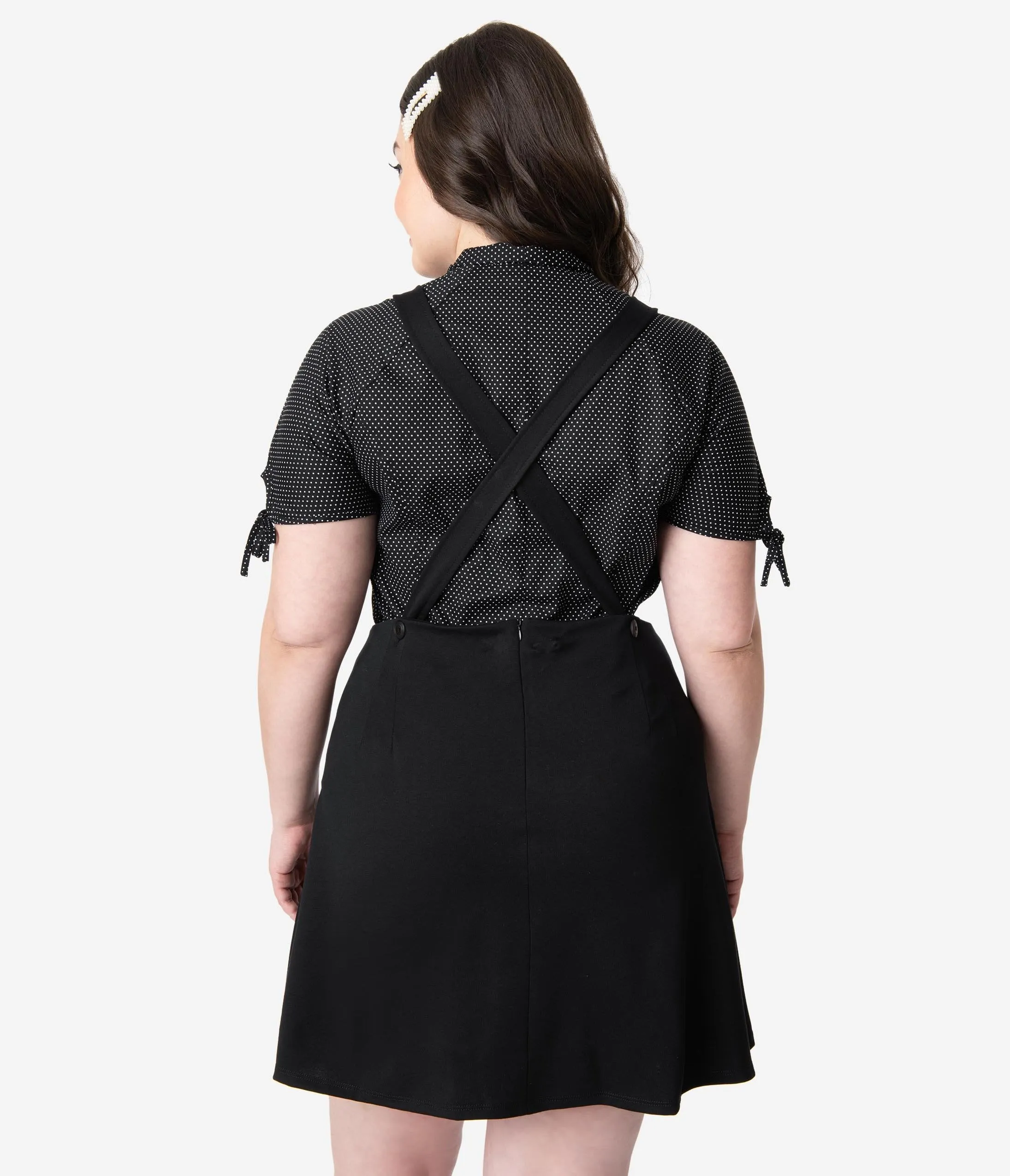 Retrolicious Plus Size Black Stretch Knit Heart Jumper Dress