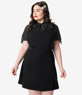 Retrolicious Plus Size Black Stretch Knit Heart Jumper Dress