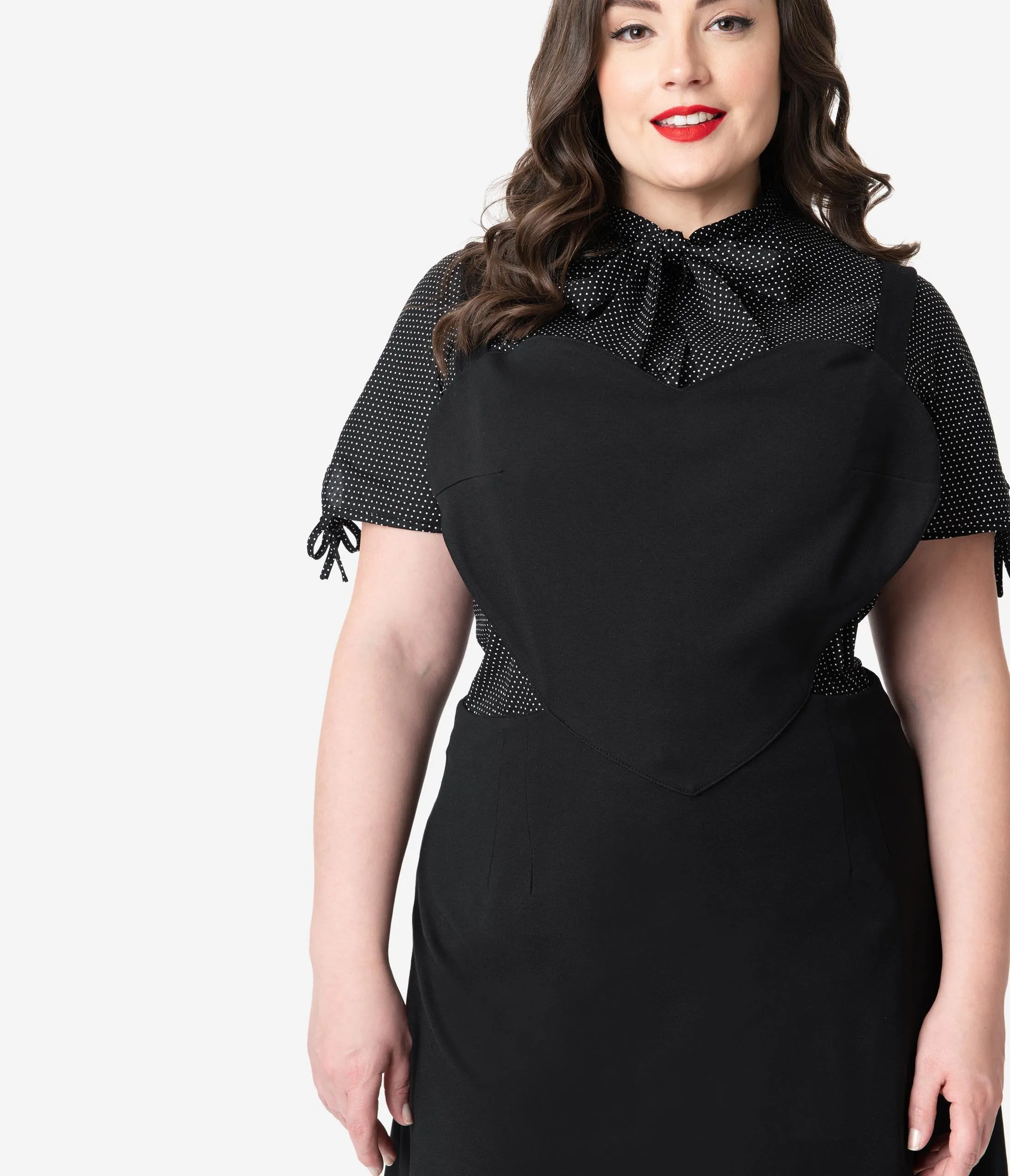 Retrolicious Plus Size Black Stretch Knit Heart Jumper Dress