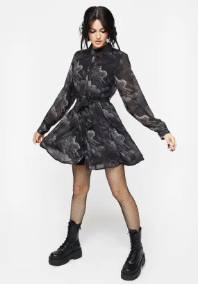 Revelation Chiffon Mini Shirt Dress