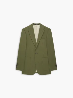 Rhodes Slim Olive Cotton-Linen Seersucker Blazer