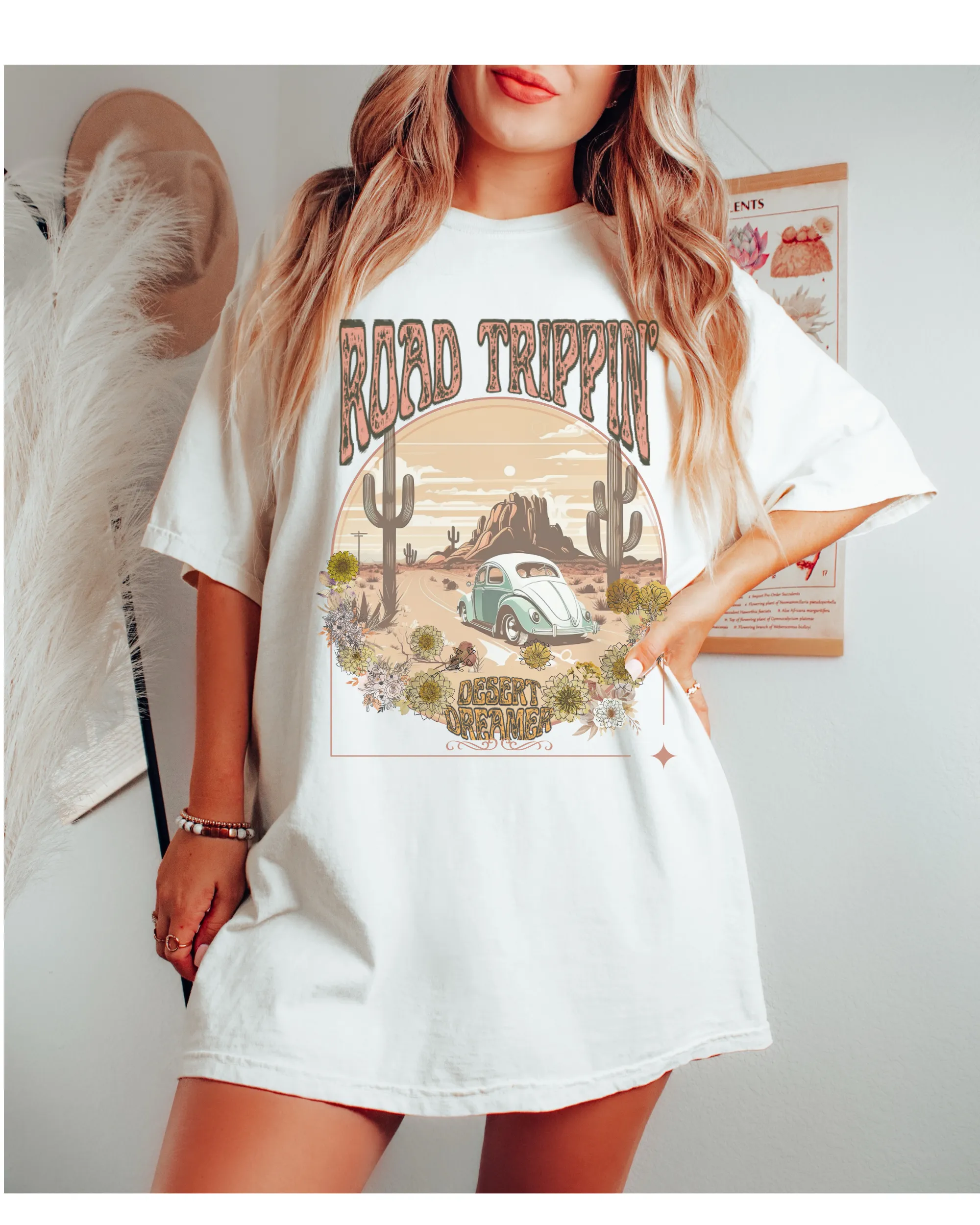 Road Trippin T-Shirt, Retro Desert Dreaming T-Shirt, Vintage-Inspired Vintage Rider Design, Trendy T-Shirt