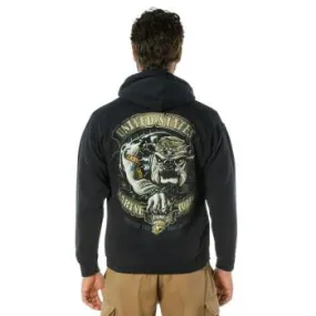 Rothco Black Ink USMC Bulldog Hooded Pullover Sweatshirt