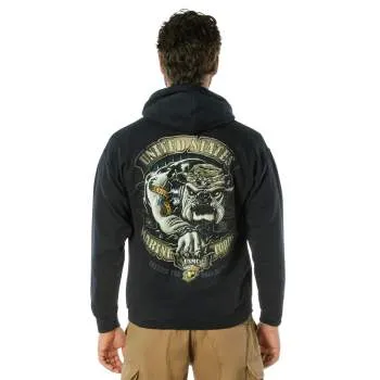 Rothco Black Ink USMC Bulldog Hooded Pullover Sweatshirt