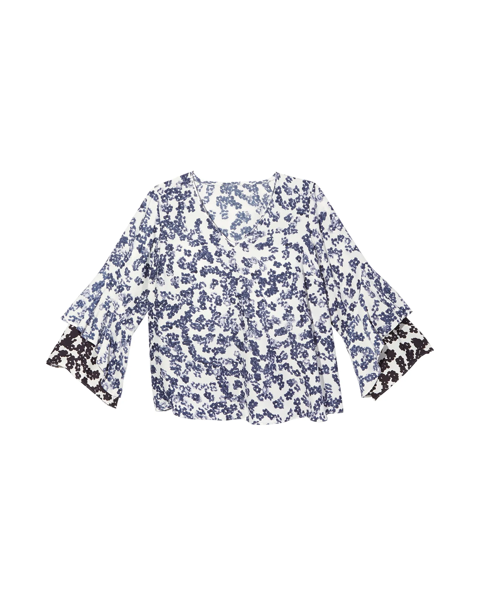 Ryleigh Frill Sleeve Blouse | Navy / White