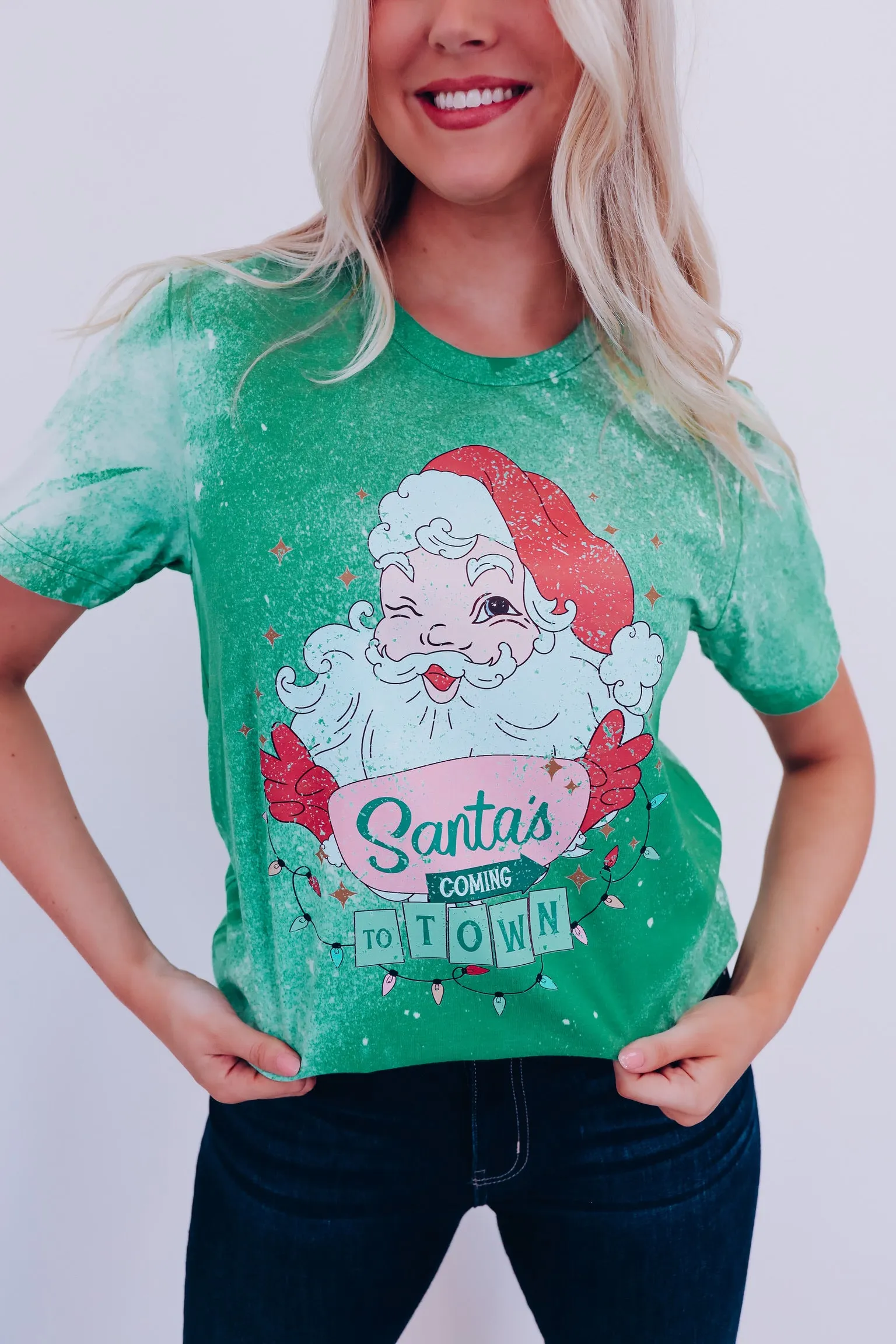 Santa's Coming To Town....Graphic Tee - Green