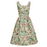 Scoop neck swing dress in Mushroom and Forest print